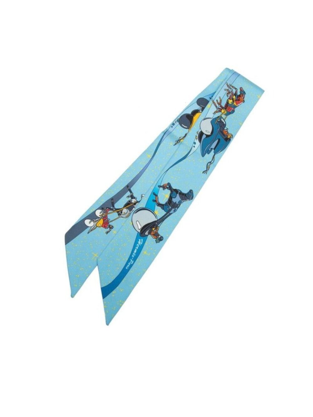 Hermes Twilly Space Derby Scarf Blue Multicolor Silk